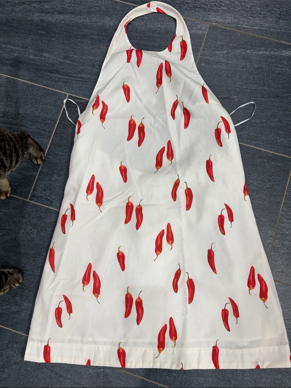 Commense Cream and Red Pepper Print Mini Halter Dress